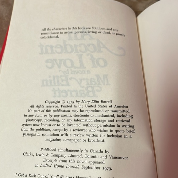 “An Accident of Love “ hardcover book by Mary Ellen Barrett - Picture 5 of 5